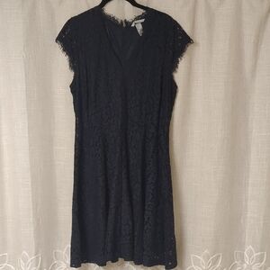 H&M Navy Lace Dress with V-Neck